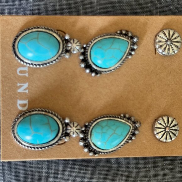 Plunder Designs Turquoise Statement Earring Set - Picture 6 of 8